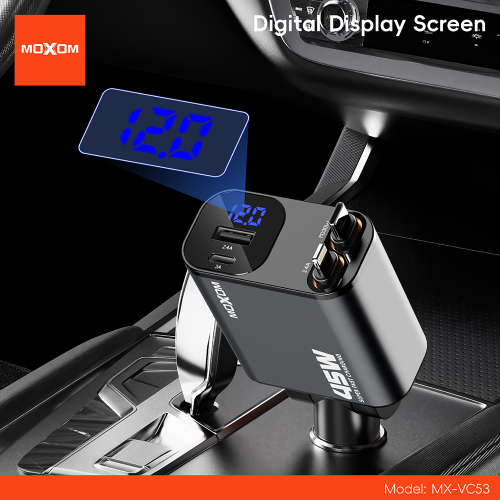 Auto Punjac Moxom MX-VC53 USB & Type C Output + Type C & Lightning Cable Output 45W Crni