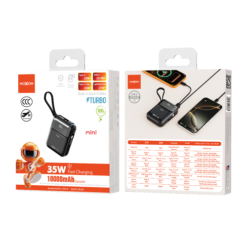 Power Bank Moxom Mini Turbo MX-PB209 35W Fast Charging 10000MAH Crni