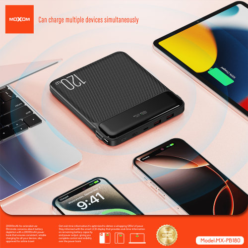Power Bank Moxom Utopia MX-PB180 120W Super Fast Charging 20000MAH Crni