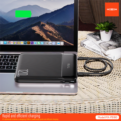 Power Bank Moxom Utopia MX-PB180 120W Super Fast Charging 20000MAH Crni