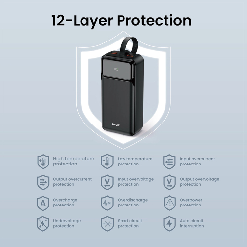 Power Bank Bwoo LCD Display Usb-A/Type C 65W 30000MAH Crni
