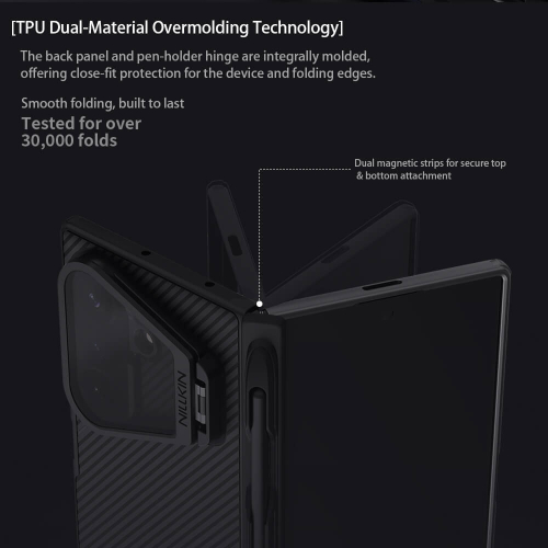 Futrola Nillkin Cam Shield Prop Magnetic za Samsung F976B Galaxy Z Fold 8 Ultra 5G (With S Pen) Crna