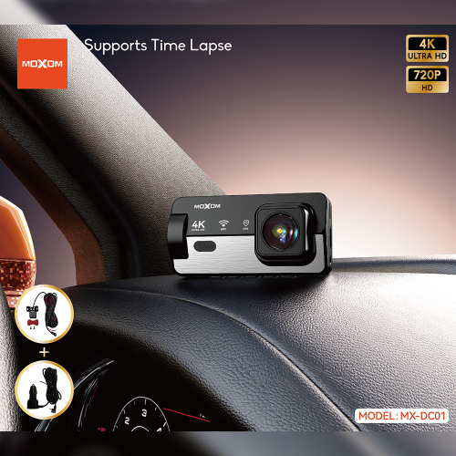Auto Kamera Moxom MX-DC01 Dual 4K+720P WIFI Crna