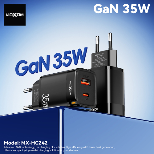 Kuciste Punjaca Moxom MX-HC242 35W PD Type C + USB Crno