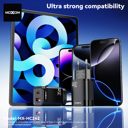 Kuciste Punjaca Moxom MX-HC242 35W PD Type C + USB Crno