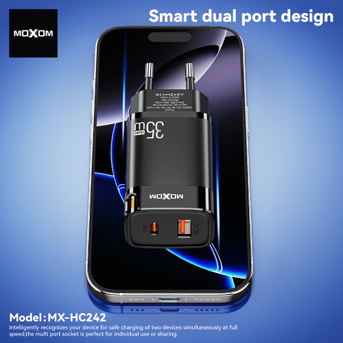 Kuciste Punjaca Moxom MX-HC242 35W PD Type C + USB Crno