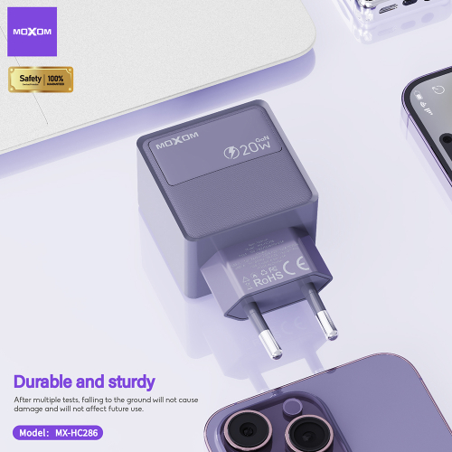 Kuciste Punjaca Moxom MX-HC286 Type C + USB 20W Sivi