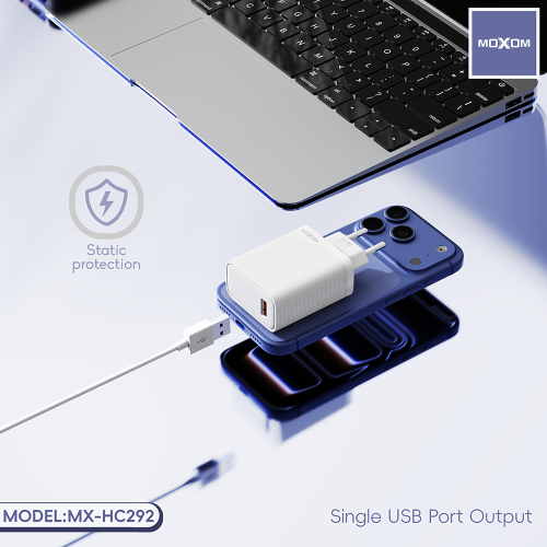 Kucni Punjac Moxom MX-HC292 USB A na Type C 18W Beli