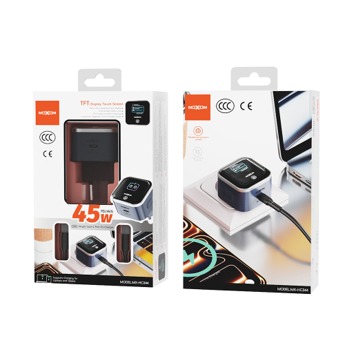Kucni Punjac Moxom MX-HC344 PD 45W Type-C na Type-C Crni