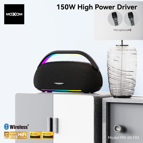 Zvucnik Bluetooth Moxom 150W MX-SK103 sa Dva Mikrofona Crni