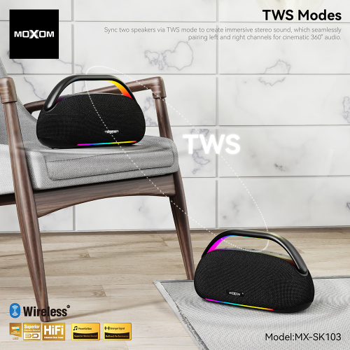 Zvucnik Bluetooth Moxom 150W MX-SK103 sa Dva Mikrofona Crni
