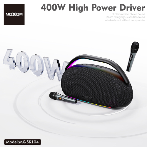 Zvucnik Bluetooth Moxom 400W MX-SK104 sa Dva Mikrofona Crni