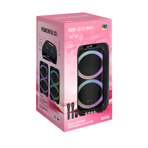 Zvucnik Bluetooth NDR-1312 (Dsp) 80W 2*12 Inca sa Dva Mikrofona Crni
