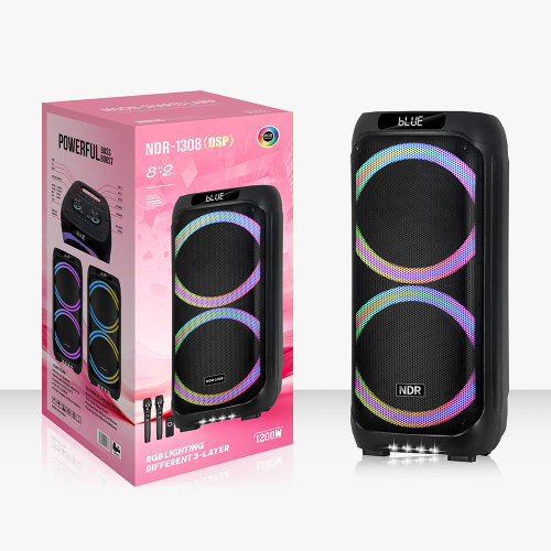 Zvucnik Bluetooth NDR-1308 (Dsp) 60W 2*8 Inca sa Dva Mikrofona Crni
