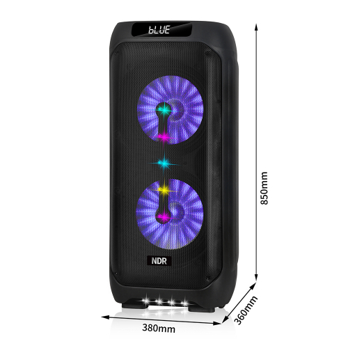 Zvucnik Bluetooth NDR-S112 40W 2 X 12INCA sa Dva Mikrofona Crni